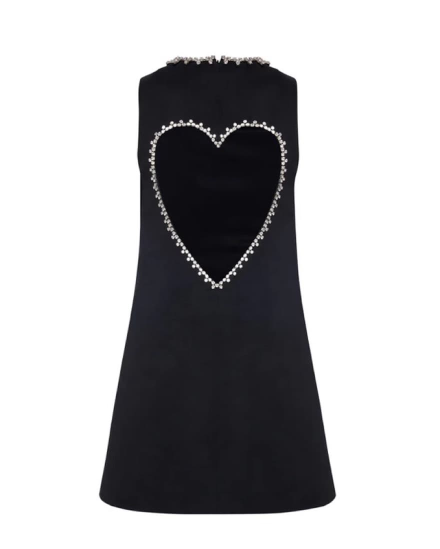 AREA Crystal Heart Cutout Minidress - Image 3