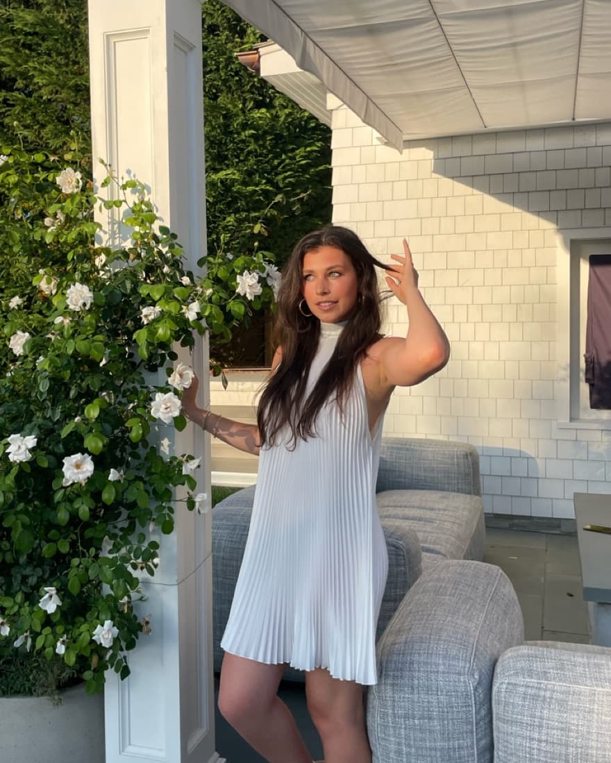 L’Idee White Pleated Halter Mini Dress  - Image 1