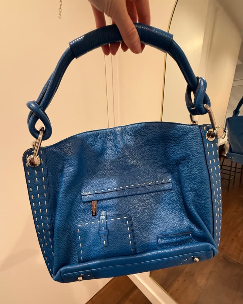 BCBGMAXAZRIA Blue Pebbled Leather Purse - Image 2