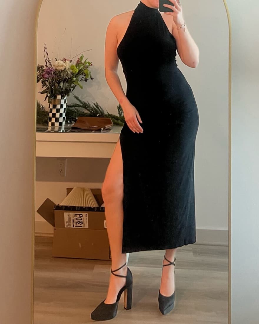 Norma Kamali Halter Gown with slit - Image 4