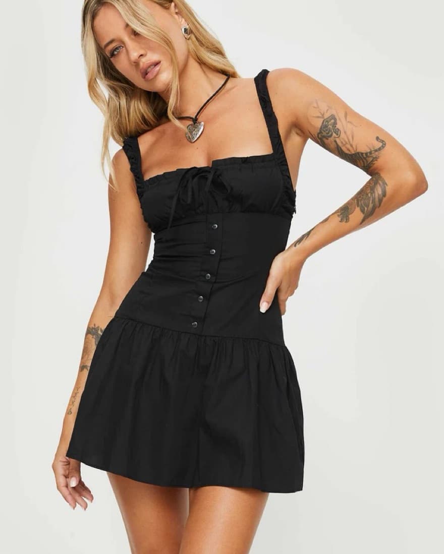 Lioness heart shaped MINI DRESS BLACK  - Image 5