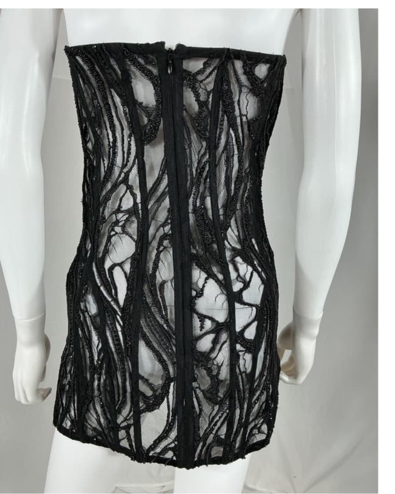 Retrofete Black Lace Beaded Bryson mini evening party Dress XS - Image 4