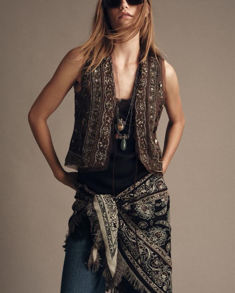 Brown Zara Sequin Tie-Top - Image 2