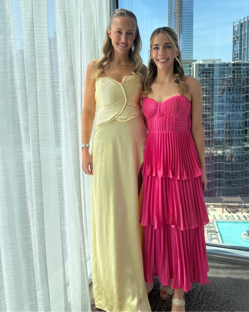 Pale Yellow Pleated Sweetheart Gown - Image 1