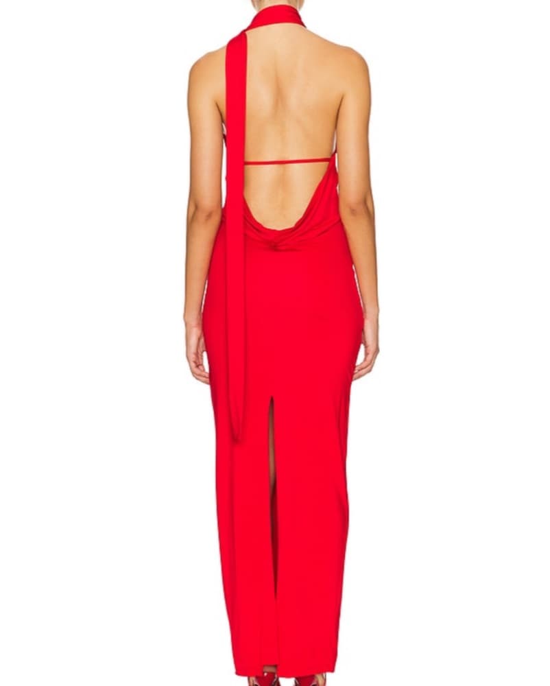 Stunning Red One-Shoulder Backless Gown - Image 4