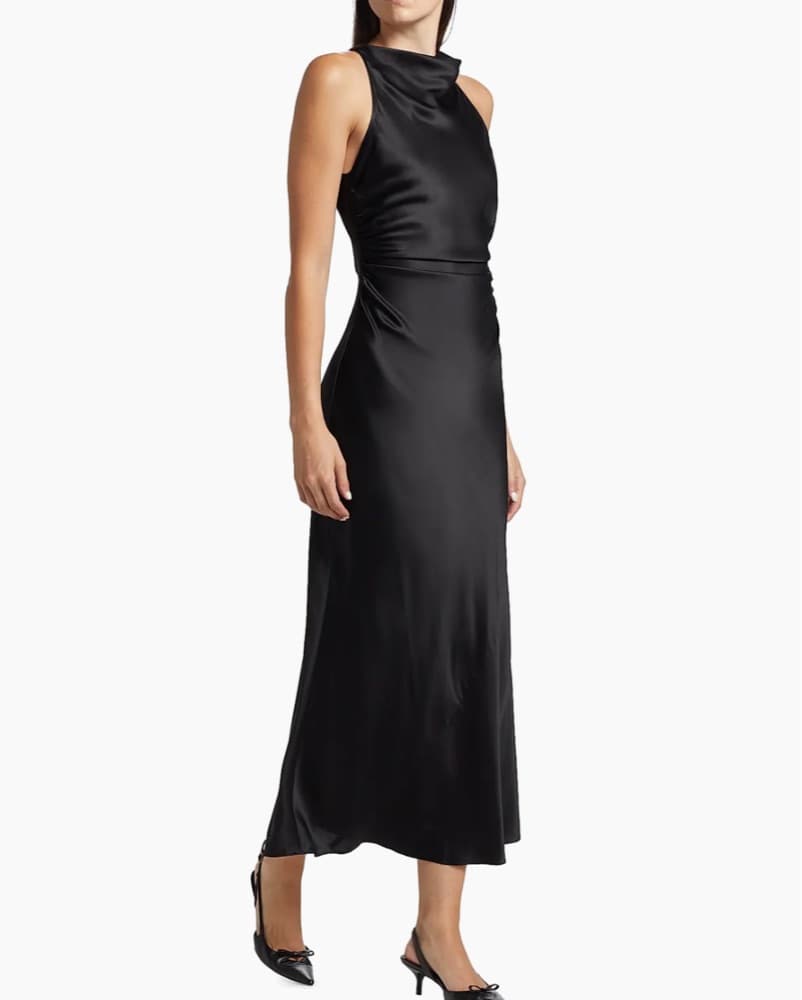 Reformation Black Satin Maxi Dress - Image 2