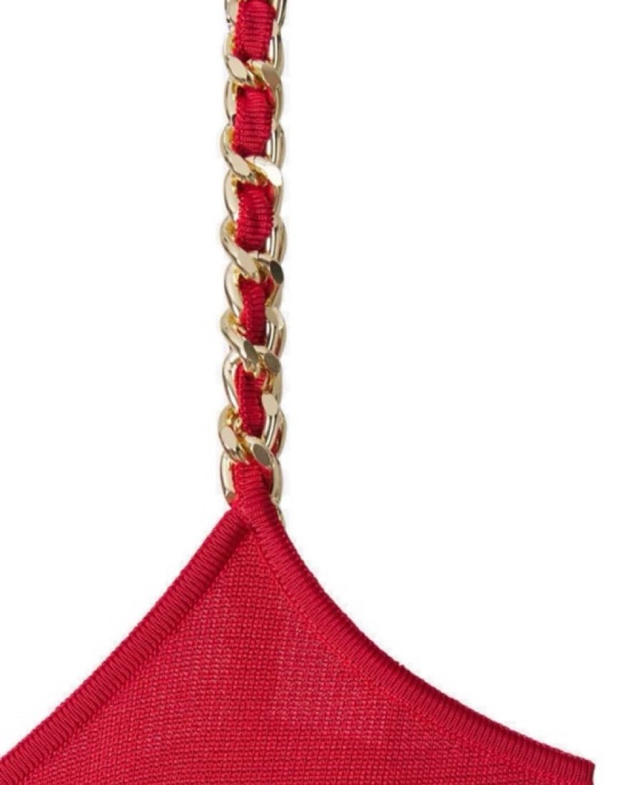 Balmain Rouge Gold Chainlink Slit Gown - Image 2