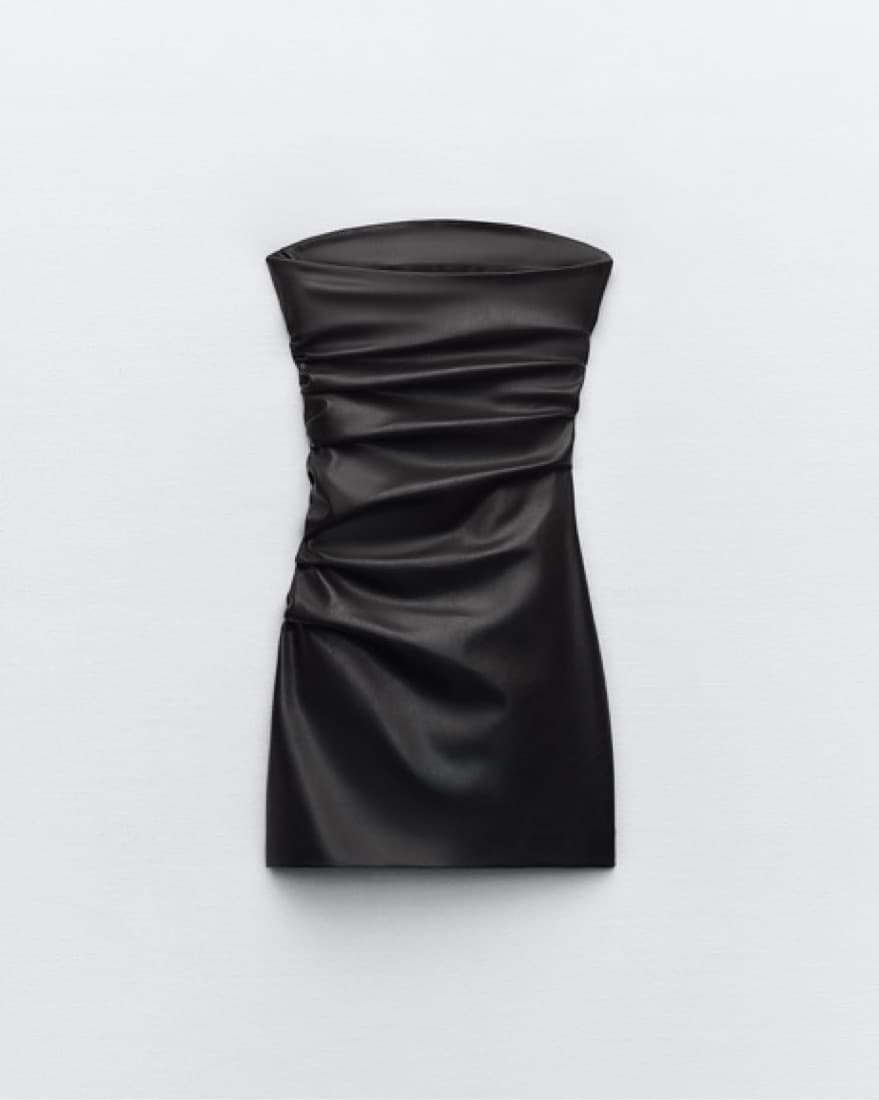 Zara Strapless Leather Dress - Image 3