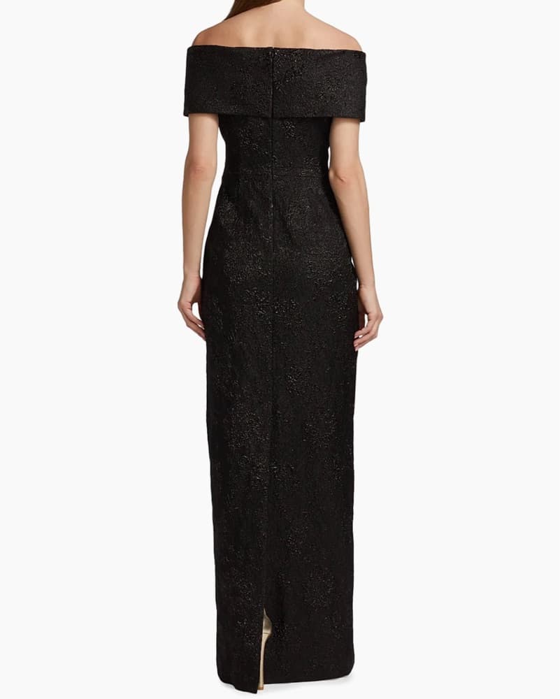 Teri Jon Off The Shoulder Jacquard Dress - Image 2