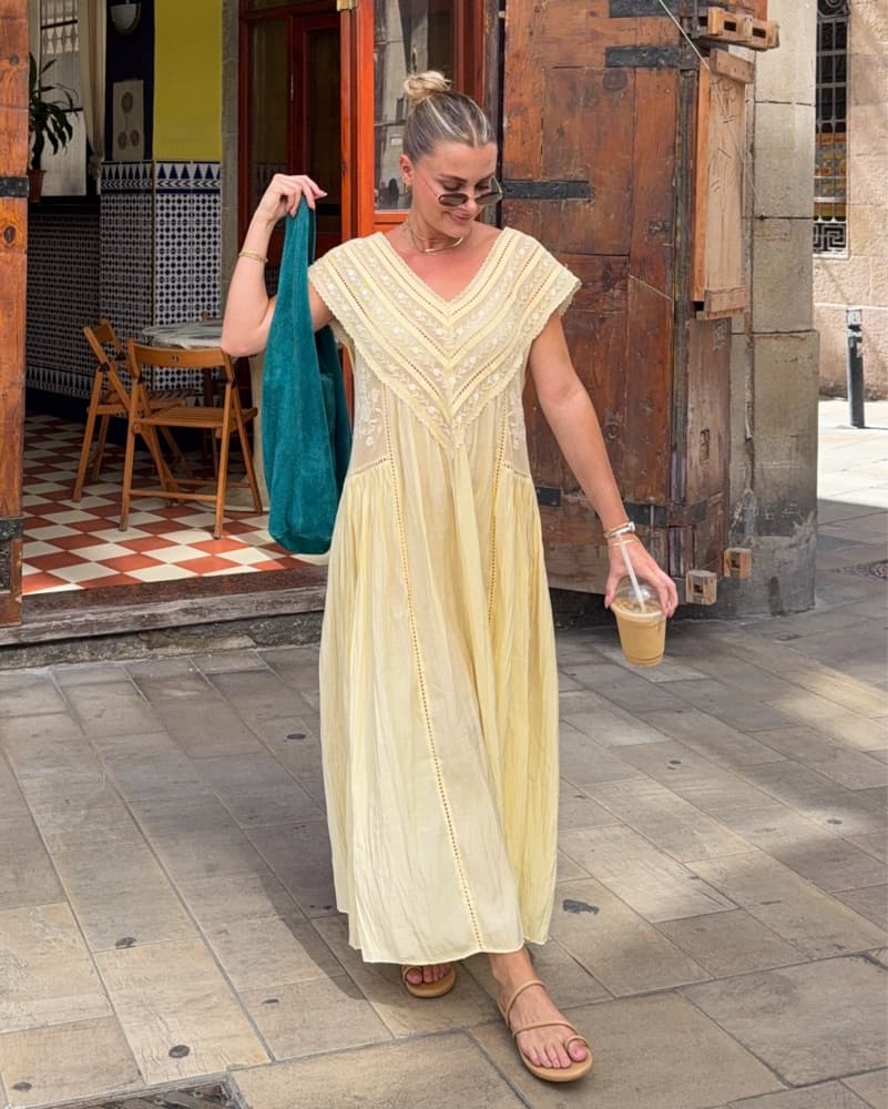 Yellow Eyelet Maxi Dress - Image 2
