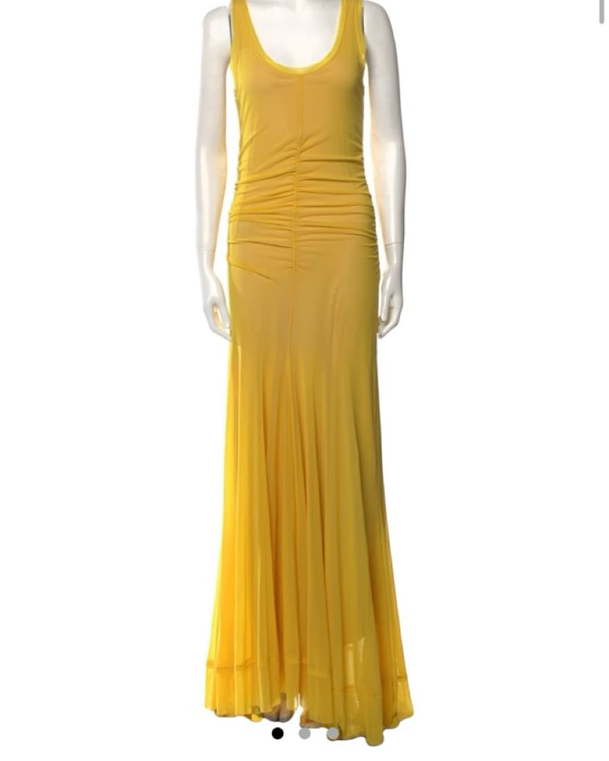 Yellow Ruched Fuzzi Dress - Image 4