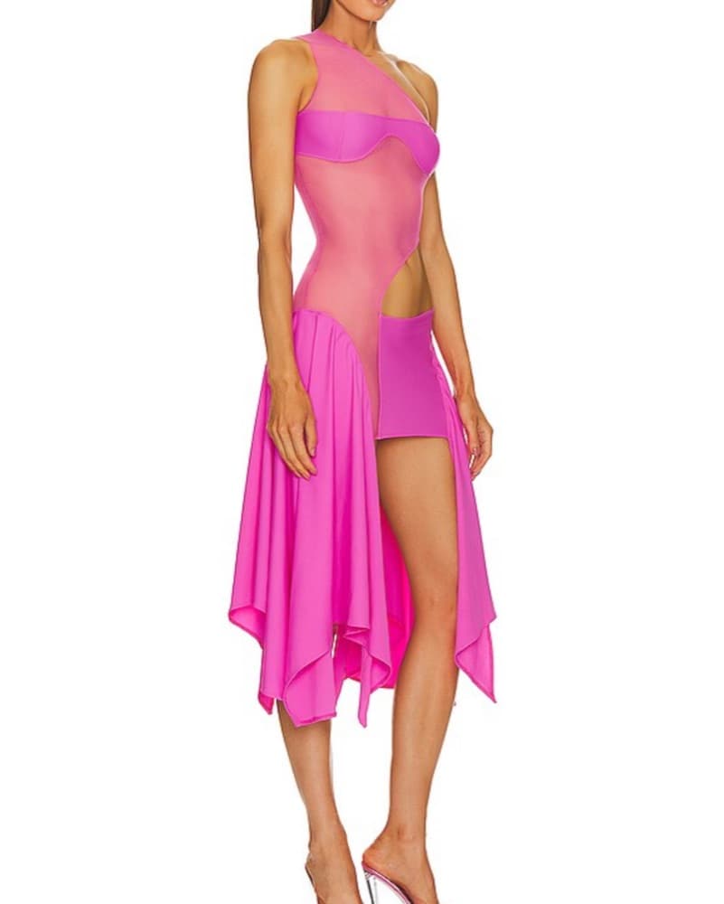 Revolve Sexy One Shoulder Mesh Dress - Image 2