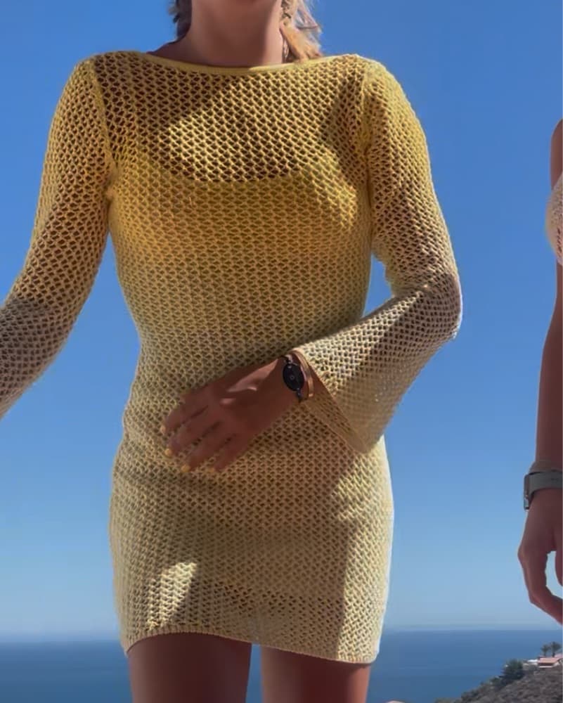 Yellow Long Sleeve Cover Up  - Image 2