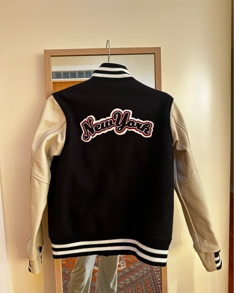 New York Embossed Leather Varsity Jacket - Image 2