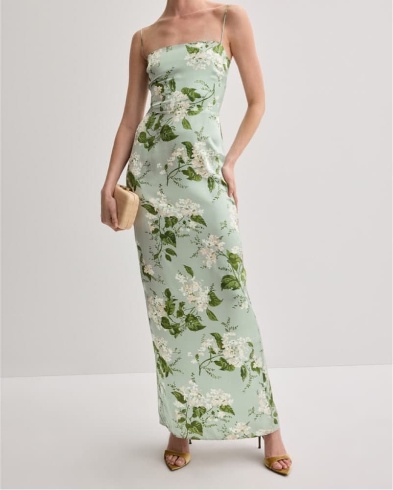 Reformation Frankie Silk Dress In Green - Image 2