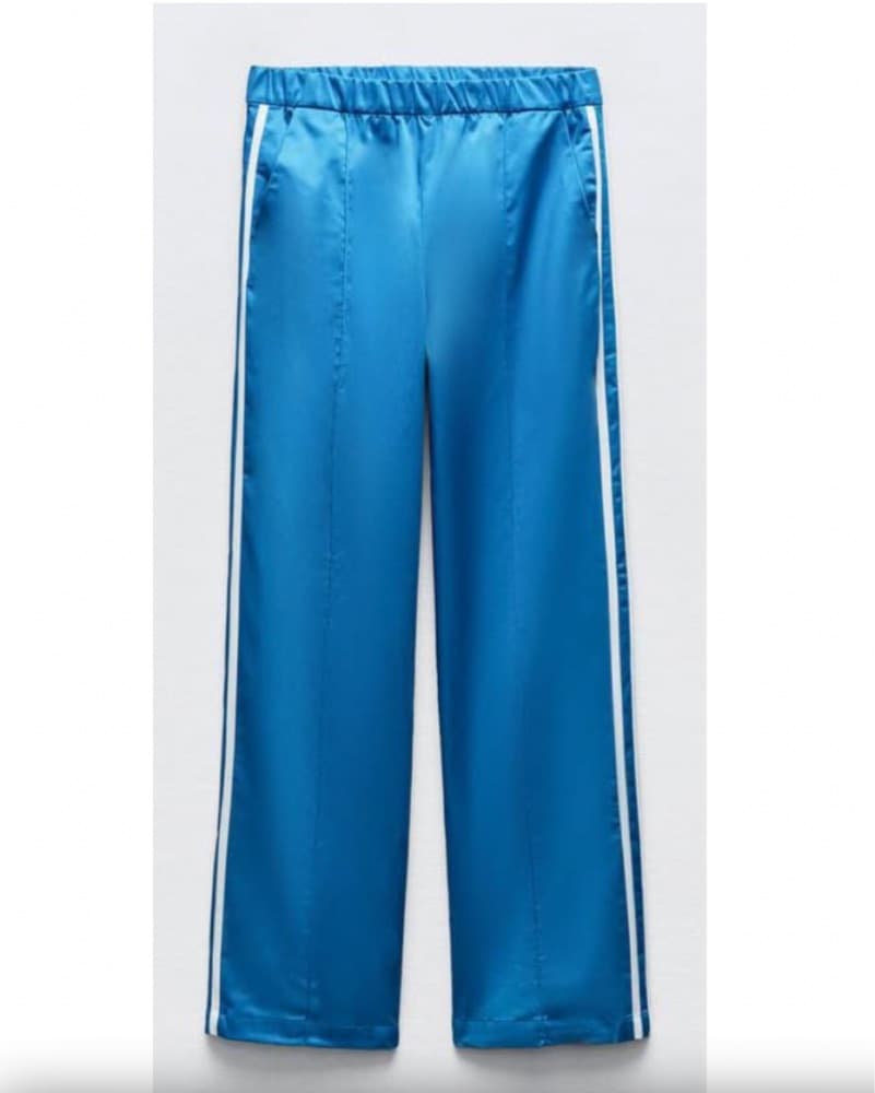 Zara Blue Satin Side Stripe Track Pants - Image 3