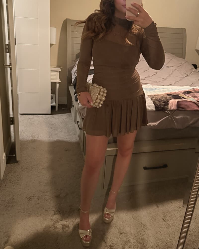 Amanda Uprichard Rumi Dress in Mocha - Image 4