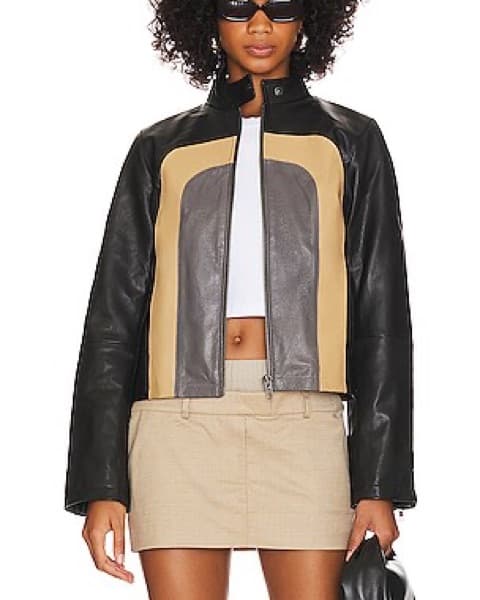 100% Leather Zip Moto Jacket - Image 2