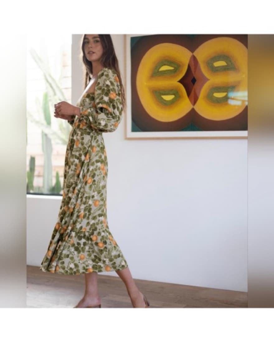 Reformation Mica Dress In Orange Grove - Image 4