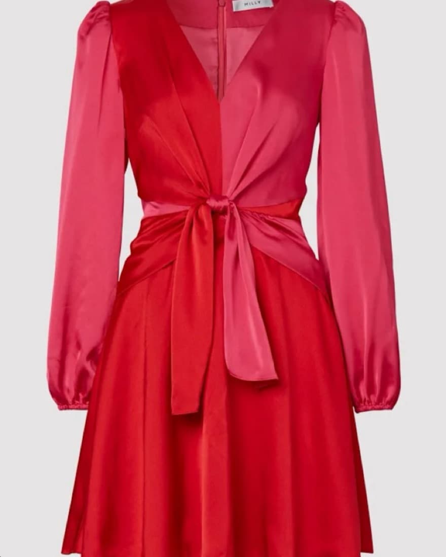 Milly Pink & Red Satin Mini Dress - Image 1