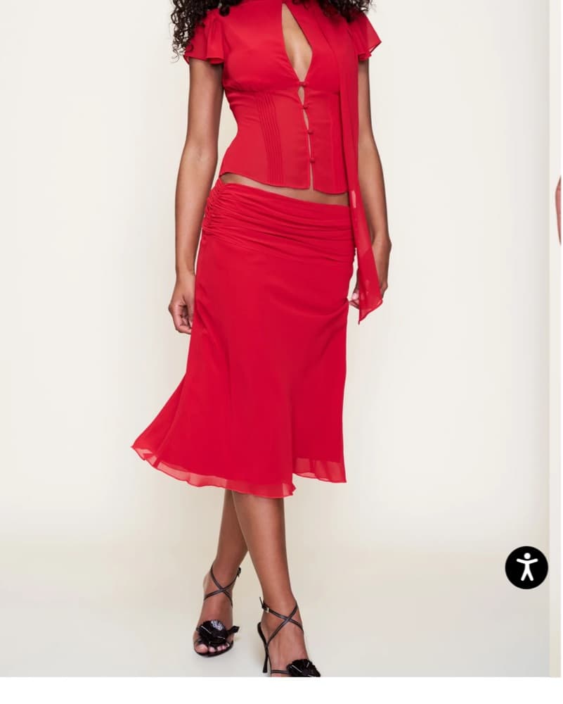 Guizio Red Eda Midi Skirt - Image 1