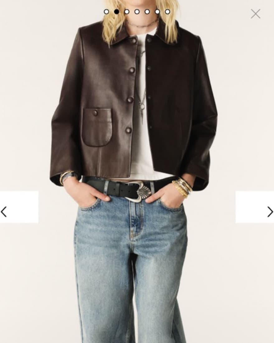 Ba&sh Brown Leather Short Jacket - Image 3