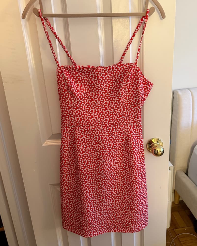 Red Floral Print Mini Dress - Image 1