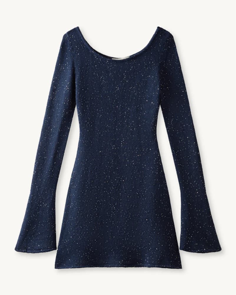 Maya Longsleeve Mini Dress - Navy Sequin - Image 2