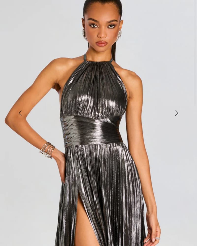 Retrofête Reiss Metallic Halter Gown - Image 3