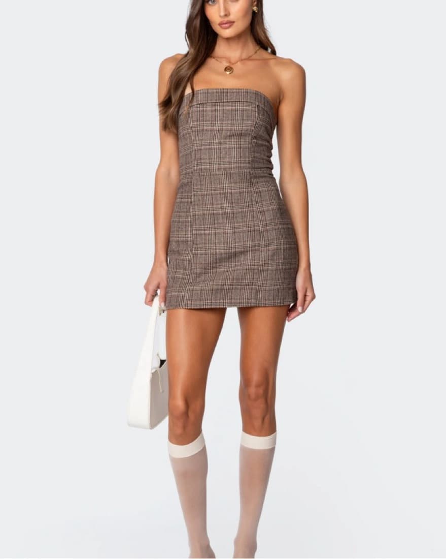 edikted boss mode plaid mini dress - Image 1