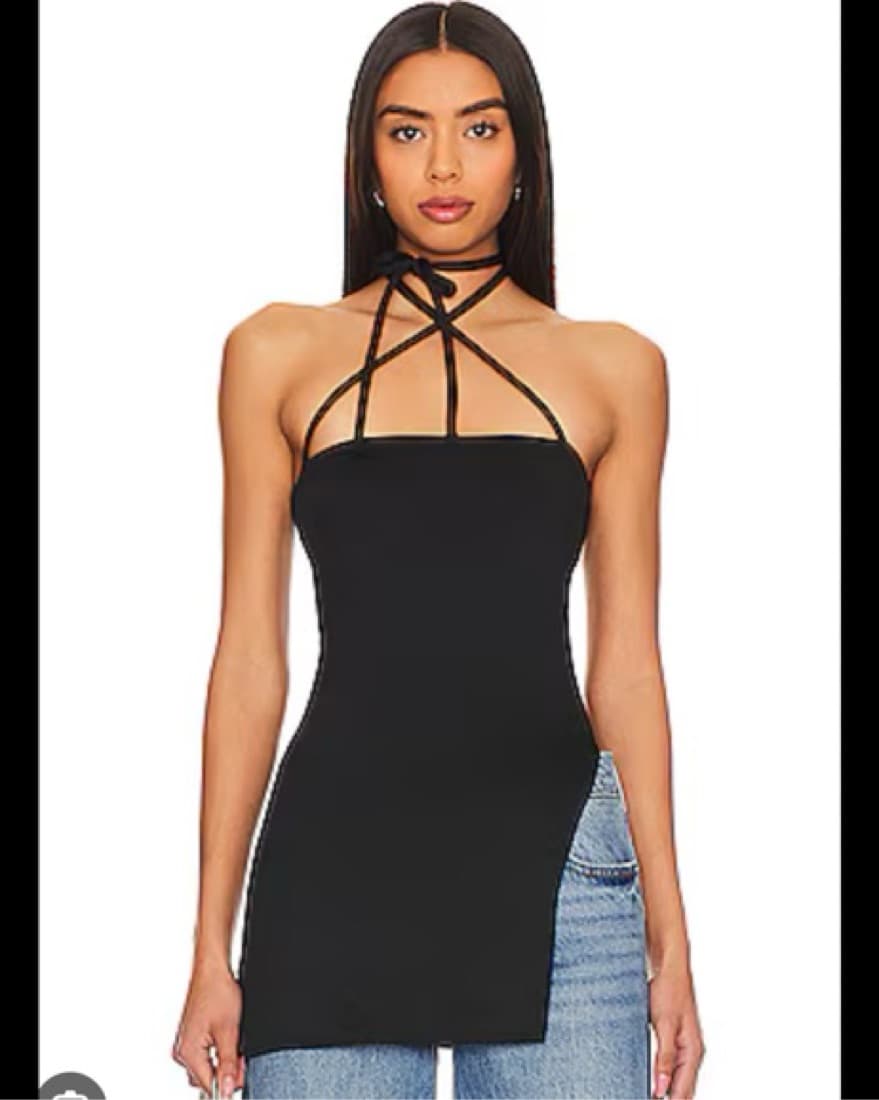 OW Collection Tie High Slit Top - Image 1