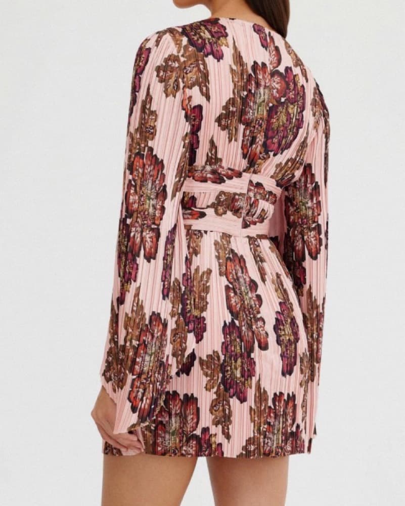 Vibrant Floral Pleated Midi Dress - Image 2