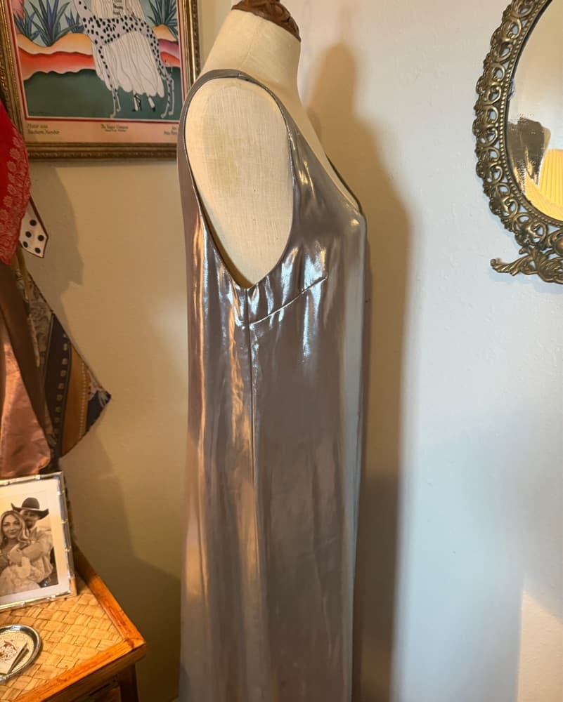 Banana Republic Silver Lamé Maxi Dress - Image 3