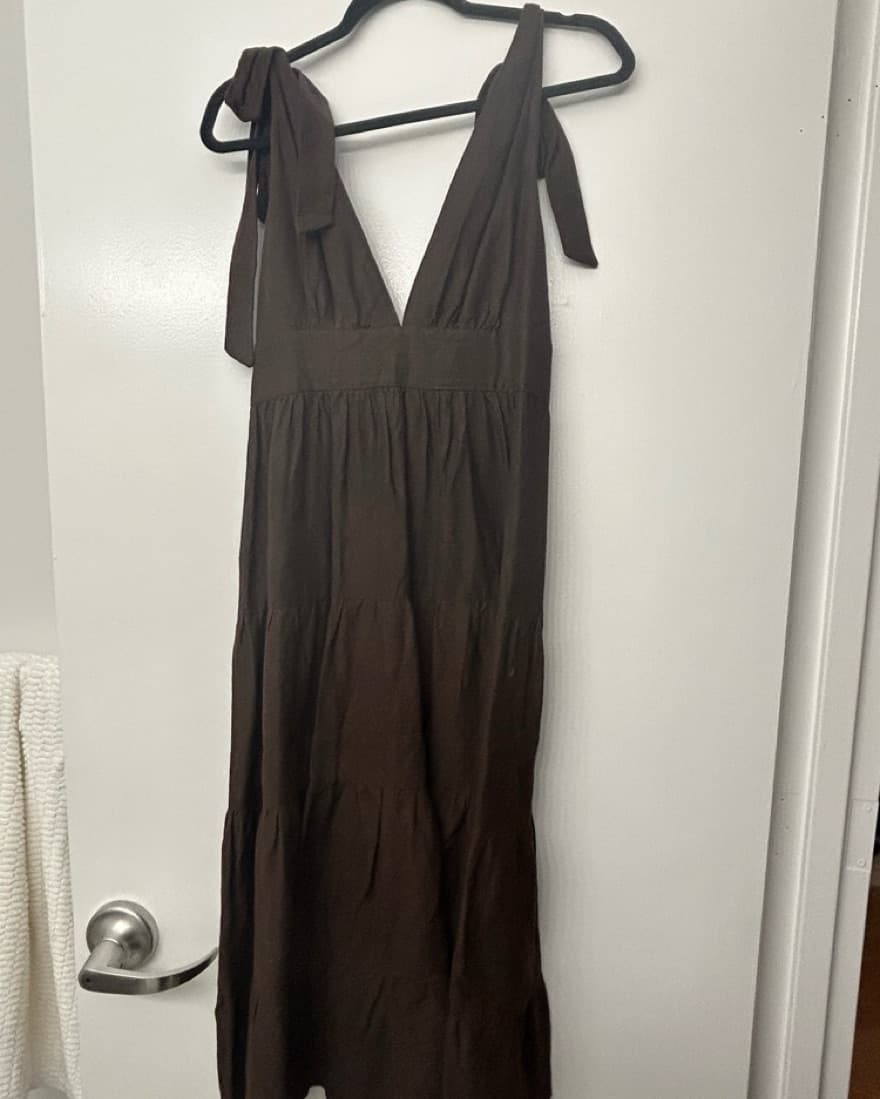 Brown Linen Dress - Image 2