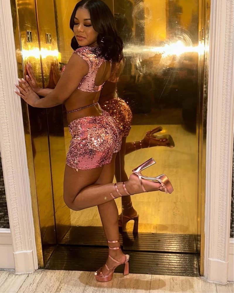Two Piece Pink Sequins Set - Image 2