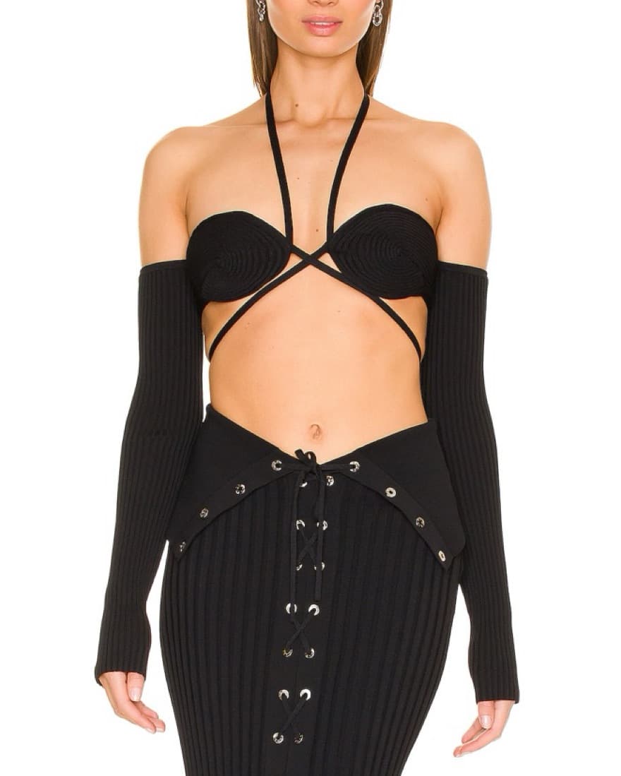 Dion Lee Black Long Sleeve Crop Top  - Image 1