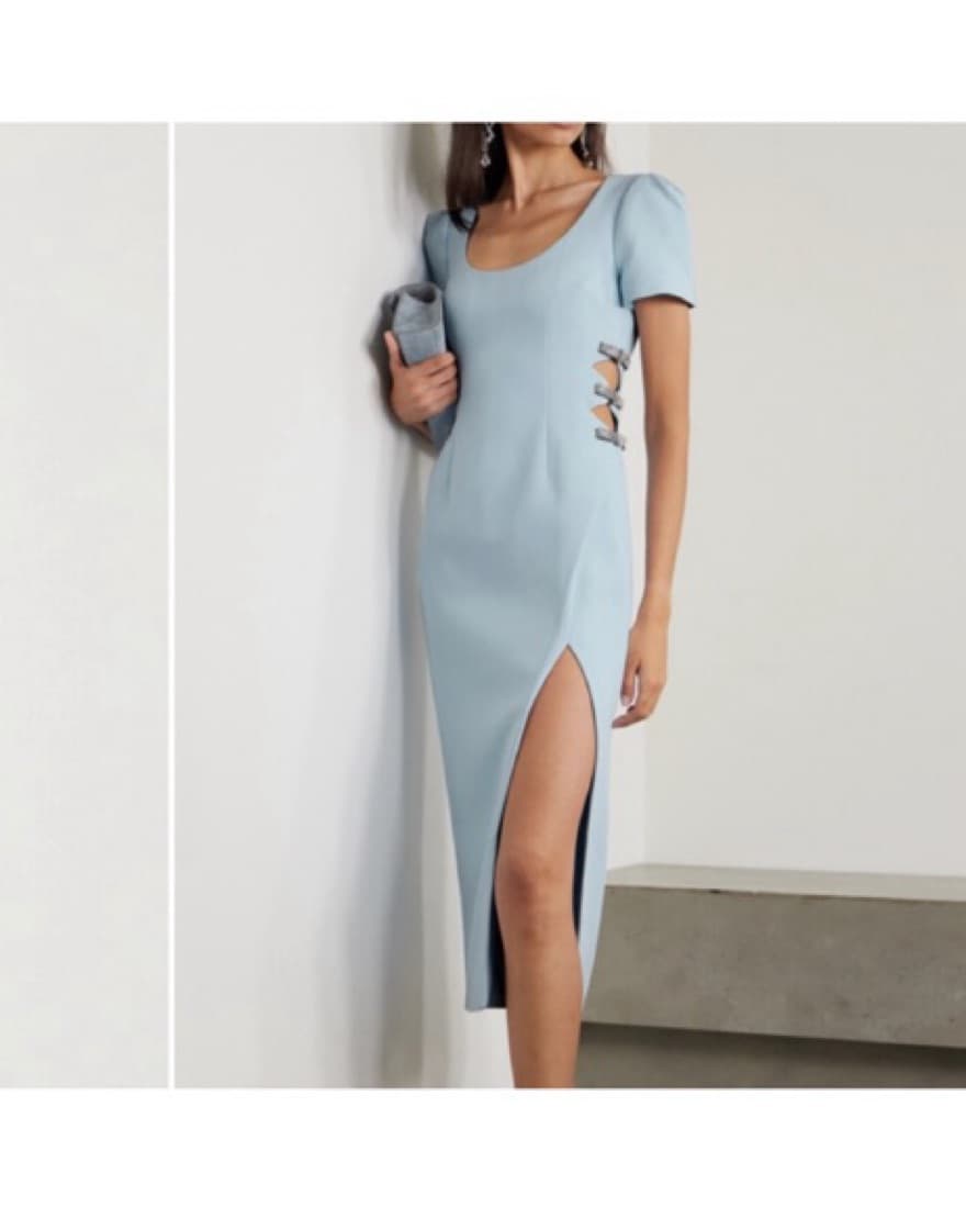crystal embellished blue Crepe Dress - Image 4