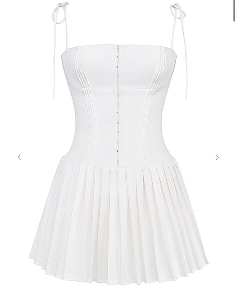 Mini White Pleated Dress - Image 4