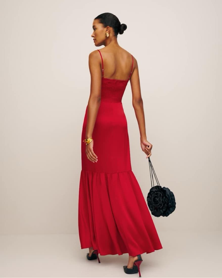 Reformation Nasha Red Satin Dress - Image 2
