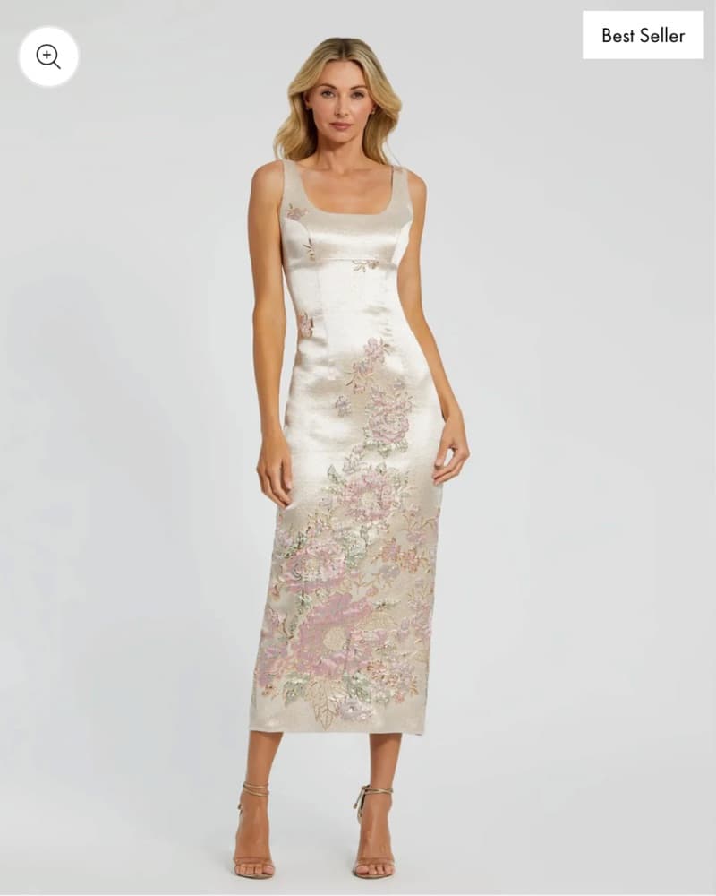 Mac Duggal Floral Embroidered Satin Midi - Image 1