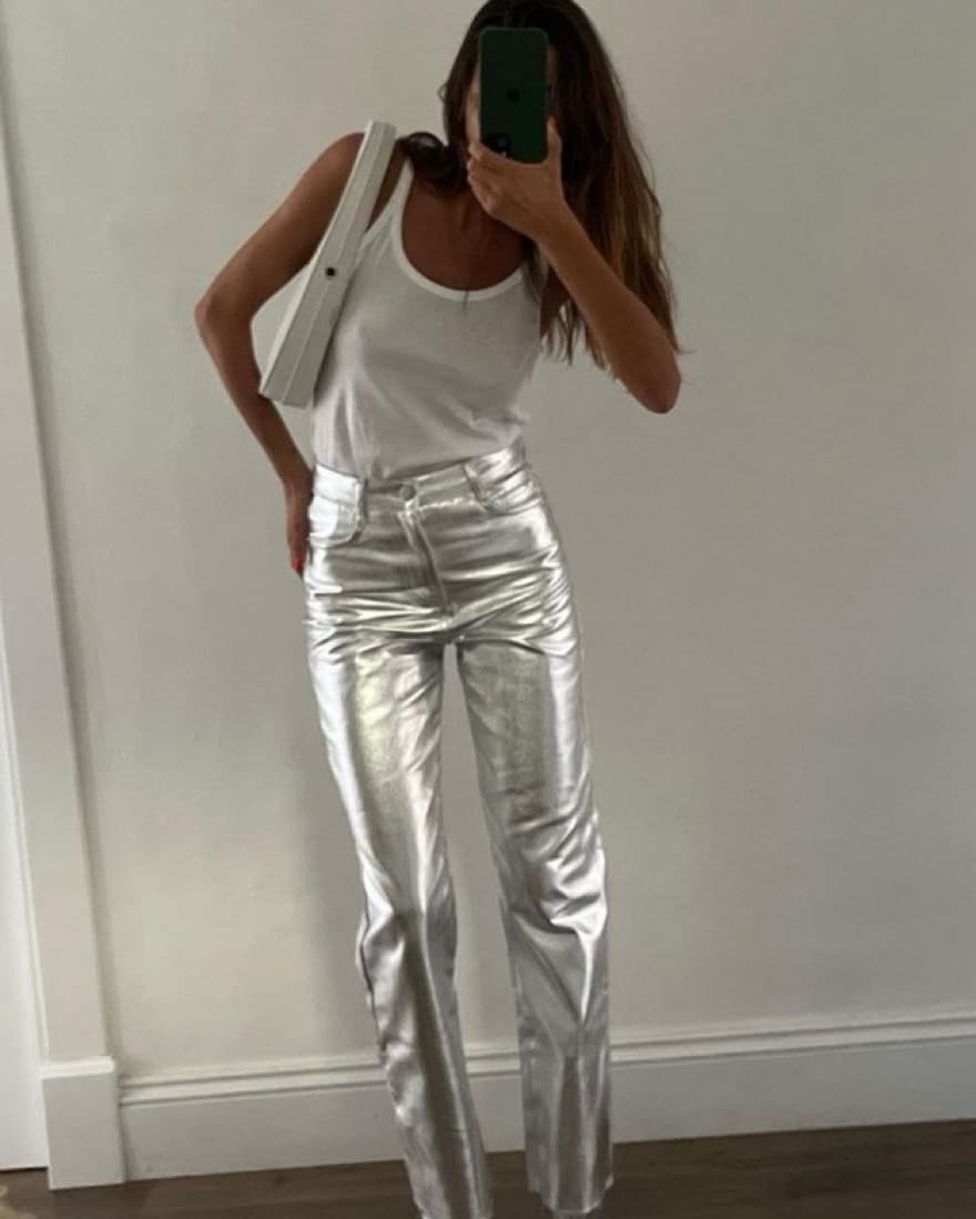 Silver Metallic Pants  - Image 2