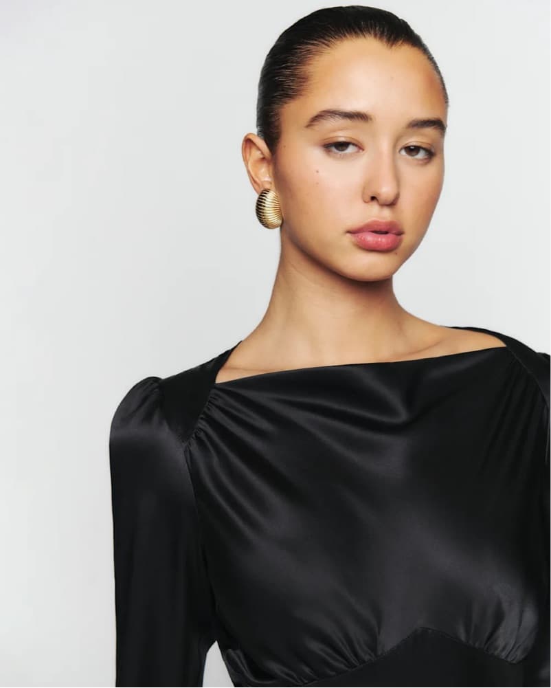 Reformation Black Jason Silk Top - Image 4