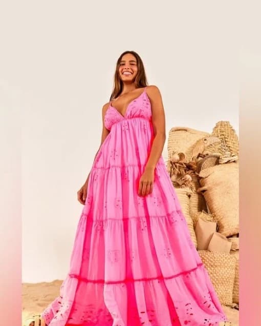 Farm Rio Neon Pink Maxi Dress - Image 1