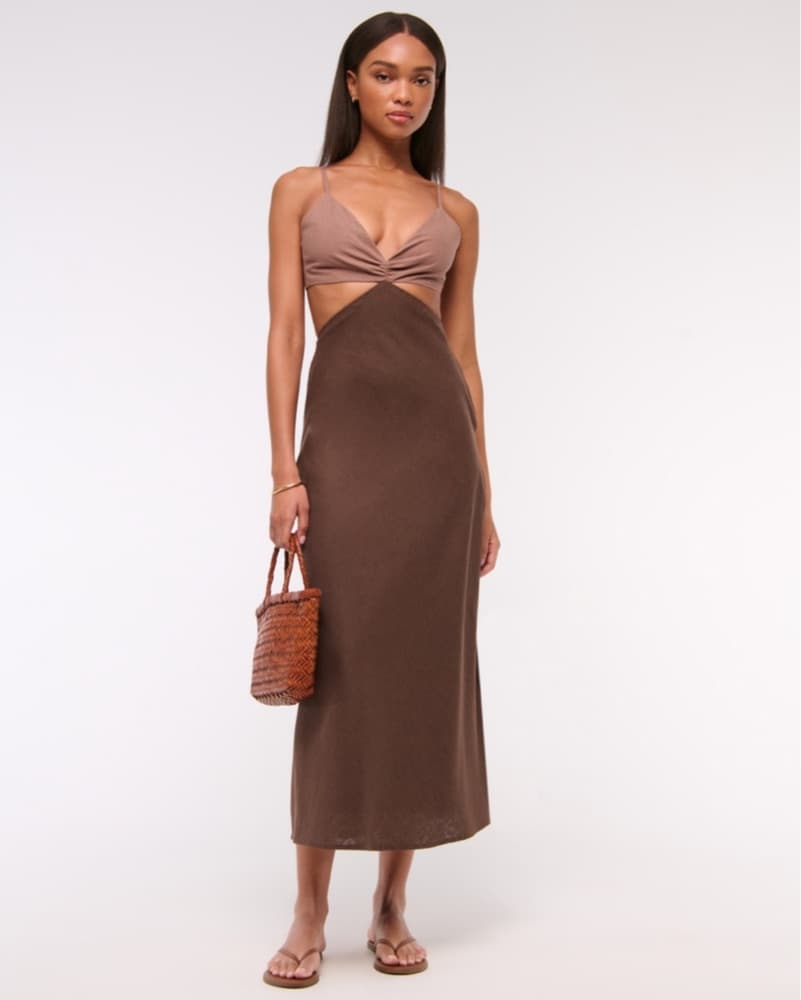 Brown Slip Cutout Maxi Dress - Image 1