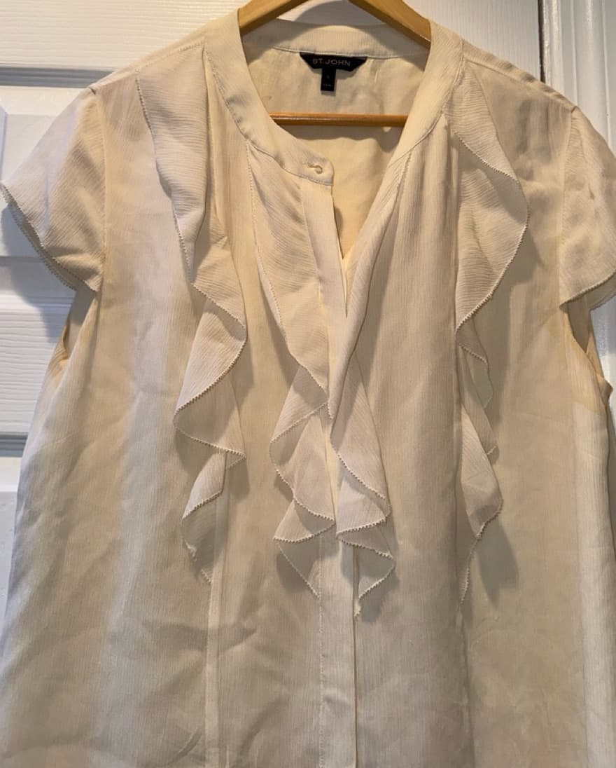 St. John Ruffled Sheer (lined) Blouse - Image 4