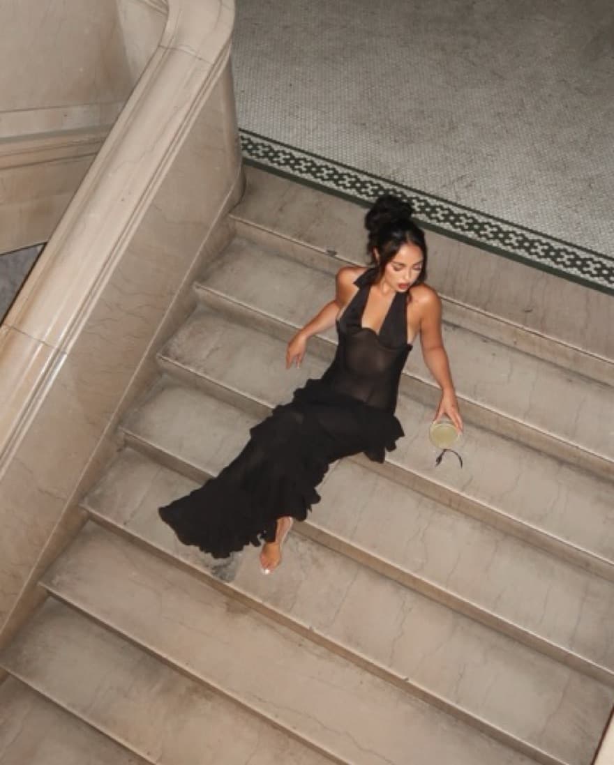 Black Ruffled Maxi Dress - Image 2