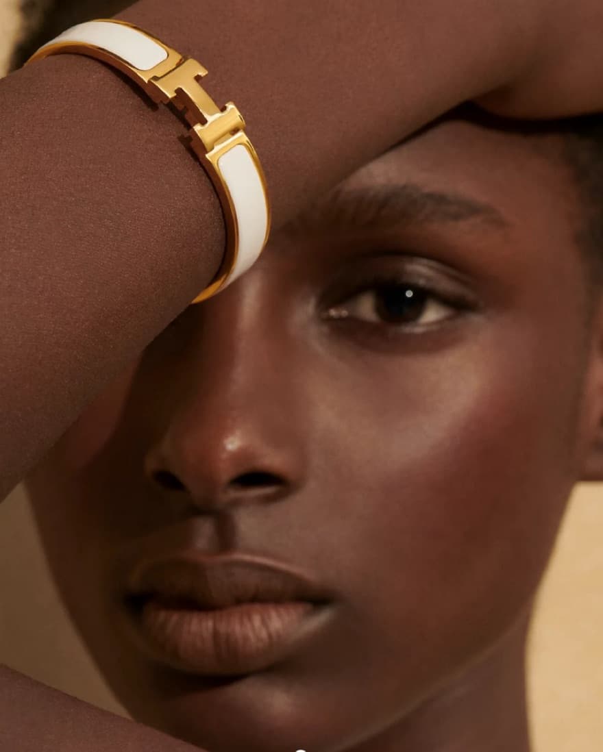 Hermes Gold And White Clic H Bracelet - Image 1