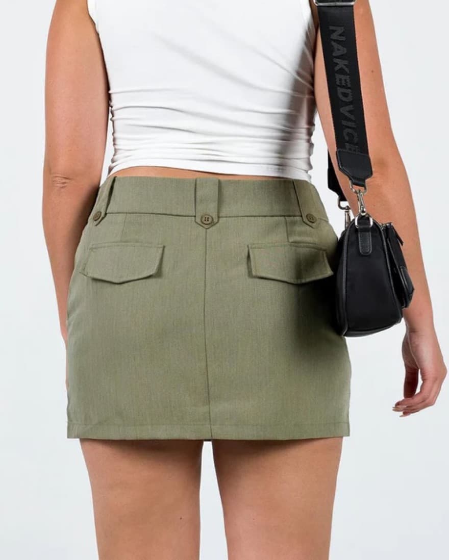 Green Khaki Mini Skirt - Image 2