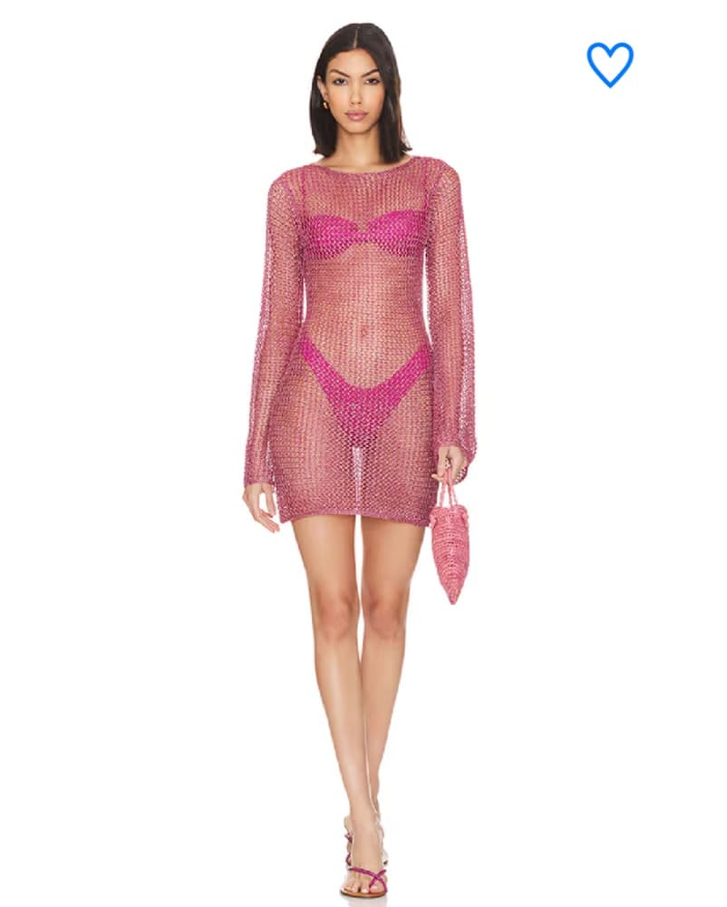 Revolve Pink Mesh Coverup - Image 1