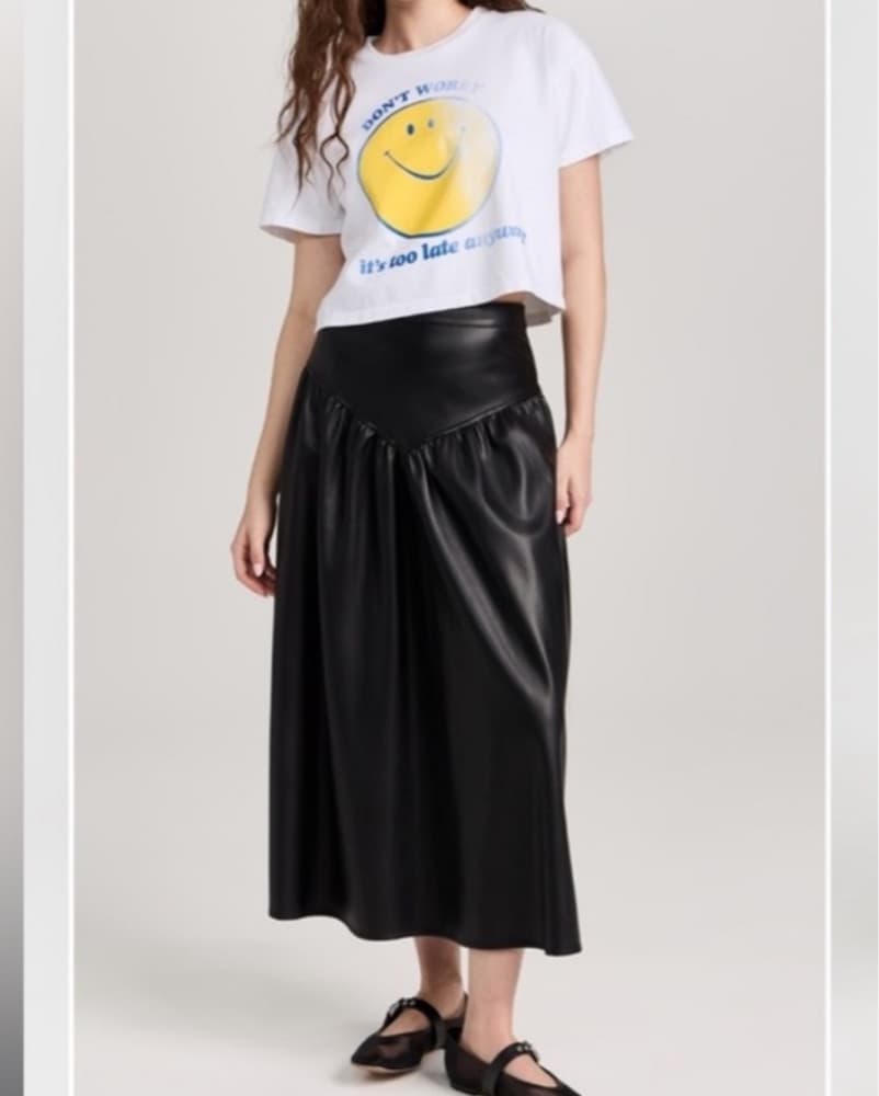 Drop Waist Leather Skirt  - Image 3